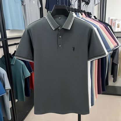 Fashion brand 100% cotton summer new item men's original pony embroidered polo shirt comfortable and breathable short sleeve top