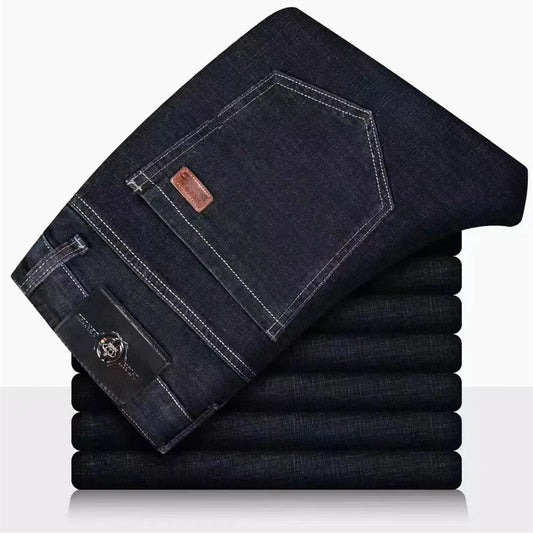 New Men Light Luxury Stretch Slim Fit Pants Comfortable Soft Business Fashion Straight Casual Denim Trousers Male Brand Clothing