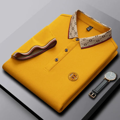 Men's short sleeved summer polo shirt high-end design exquisite smooth silk breathable wrinkle resistant hot selling T-shirt