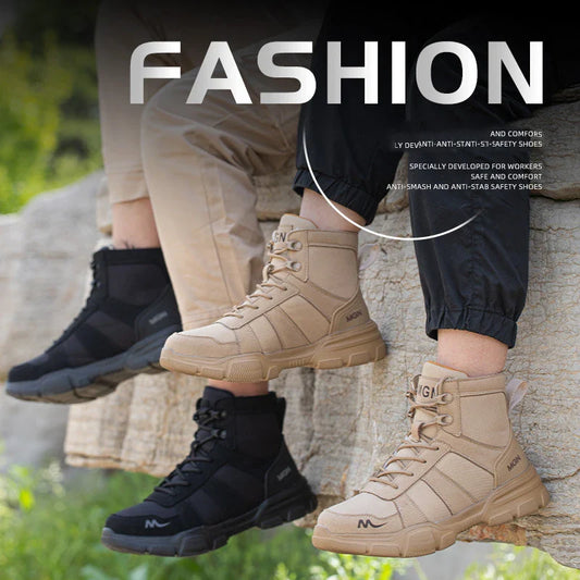 Indestructible Men Work Safety Boots Outdoor Military Boots Anti-smash Anti-puncture Industrial Shoes Men Boots Desert Boots