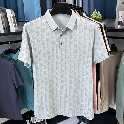 Hot Luxury Brand Man Short-Sleeved Polo Shirt Button Lapel European American Style Spring New T-Shirt Casual Fashion Men's Wear