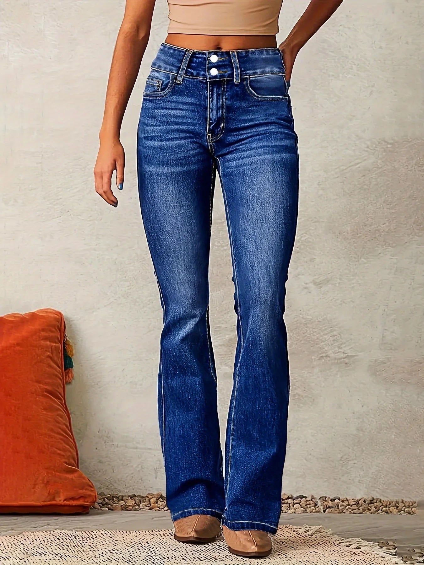 Retro Stretch Jeans Women's Spring Washed Street Micro-Large Trousers