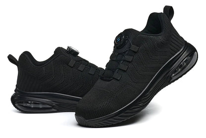 Men's Safety Shoes Anti-impact Lightweight Breathable Plastic Cap Toe Work Shoes Fashionable Button Design for Men