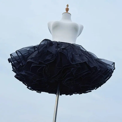 Lolita Boneless Crinoline Petticoat Black Ultra Poof Soft Mesh Short Skirt Flight Heaven Underskirt for Kawaii Style 25-45cm