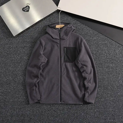 Outdoor Men's and Women's Leisure Sports Fishing Travel Trend Mountain Grab Velvet Hooded Wavy Camping All-match Jacket