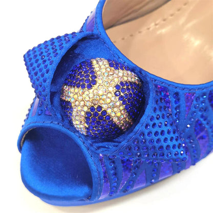 Elegant Fashion Peep Toe High Heels Laser-striped Sequin Rhinestone Women's Party Shoes and Bags 2026 Italian Design
