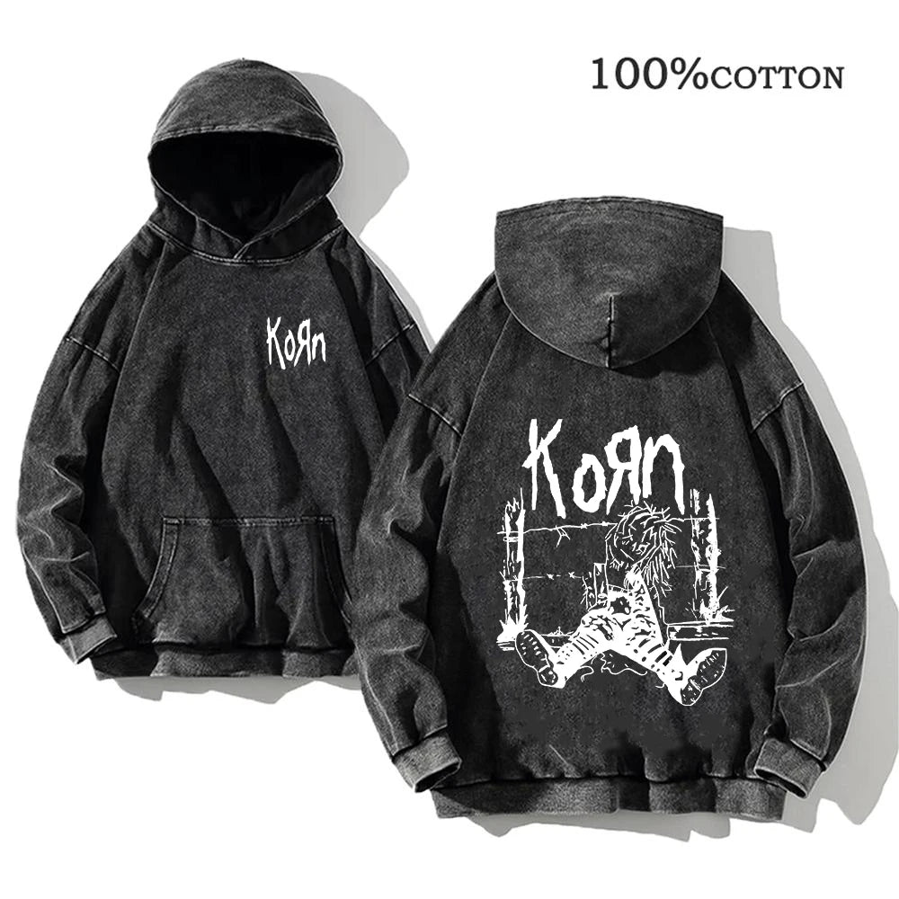 World Tour Hoodies Vintage Washed Men's Sweatshirts Cotton Hip Hop Streetwear Hooded Pullover Loose Y2K Tops