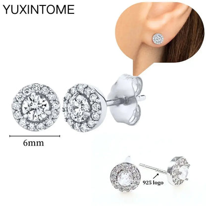 925 Sterling Silver Ear Needle Fashion Hoop Earrings White Crystal Luxury Women's Silver Earrings Wedding Women's Jewelry Gift