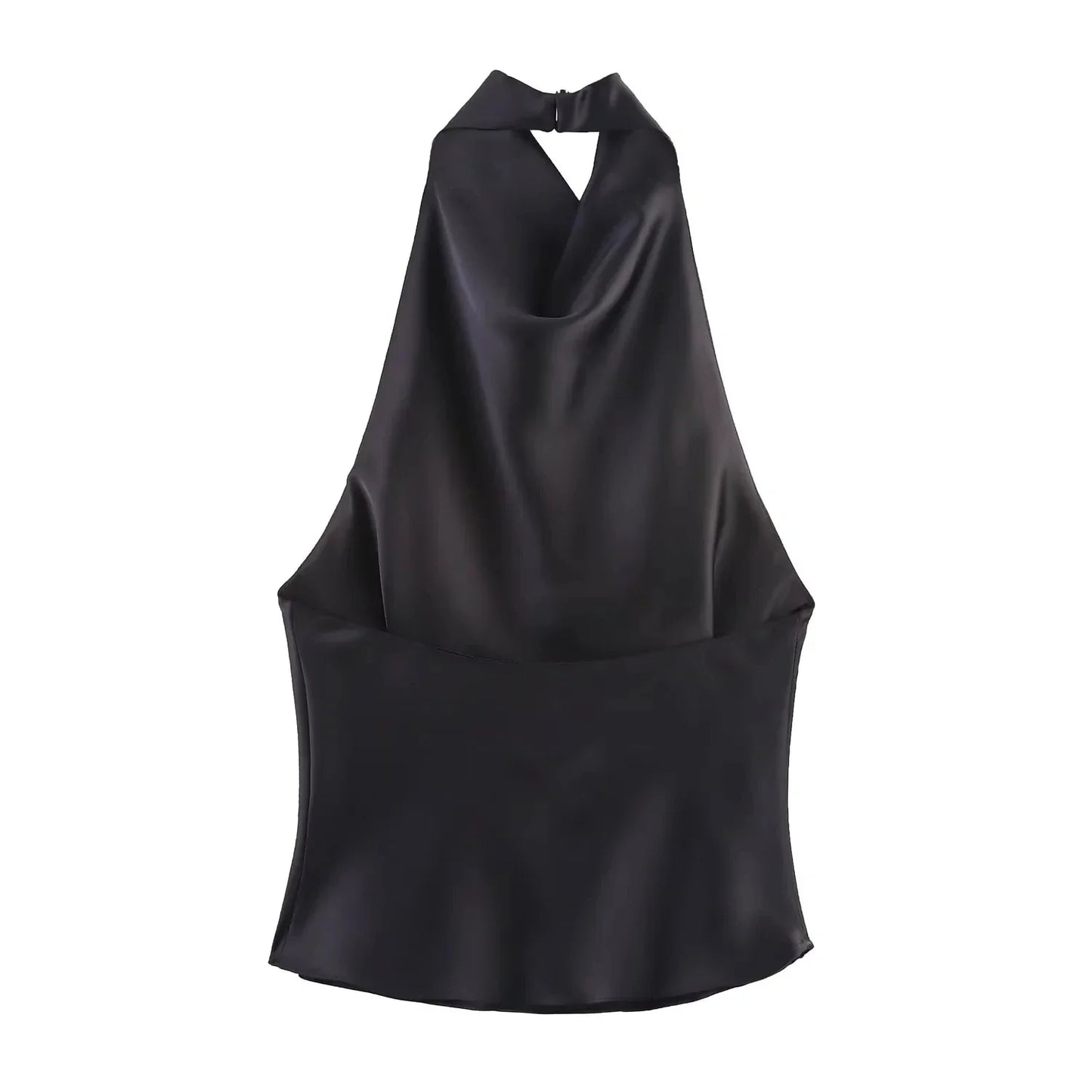 Sexy Chic Butter Yellow Satin Tops Women Halter Backless Beach Holiday Party Top Fashion 2025 New Year Evening Satin Top