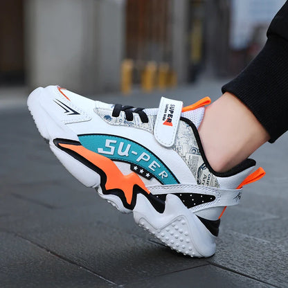 Sport Kids Sneakers Boys Casual Shoes For 5-16Years Old Children Tennis Leather Non Slip Fashion Running Shoes