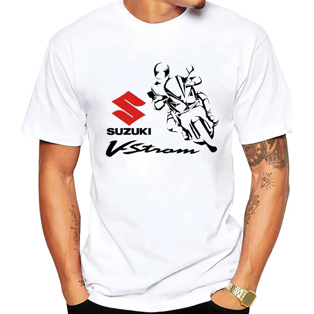 2026 V-Strom Summer New Bestseller 100% Cotton Trend Men T-shirt Daily Outdoor Sports Casual Loose Street Short Sleeve
