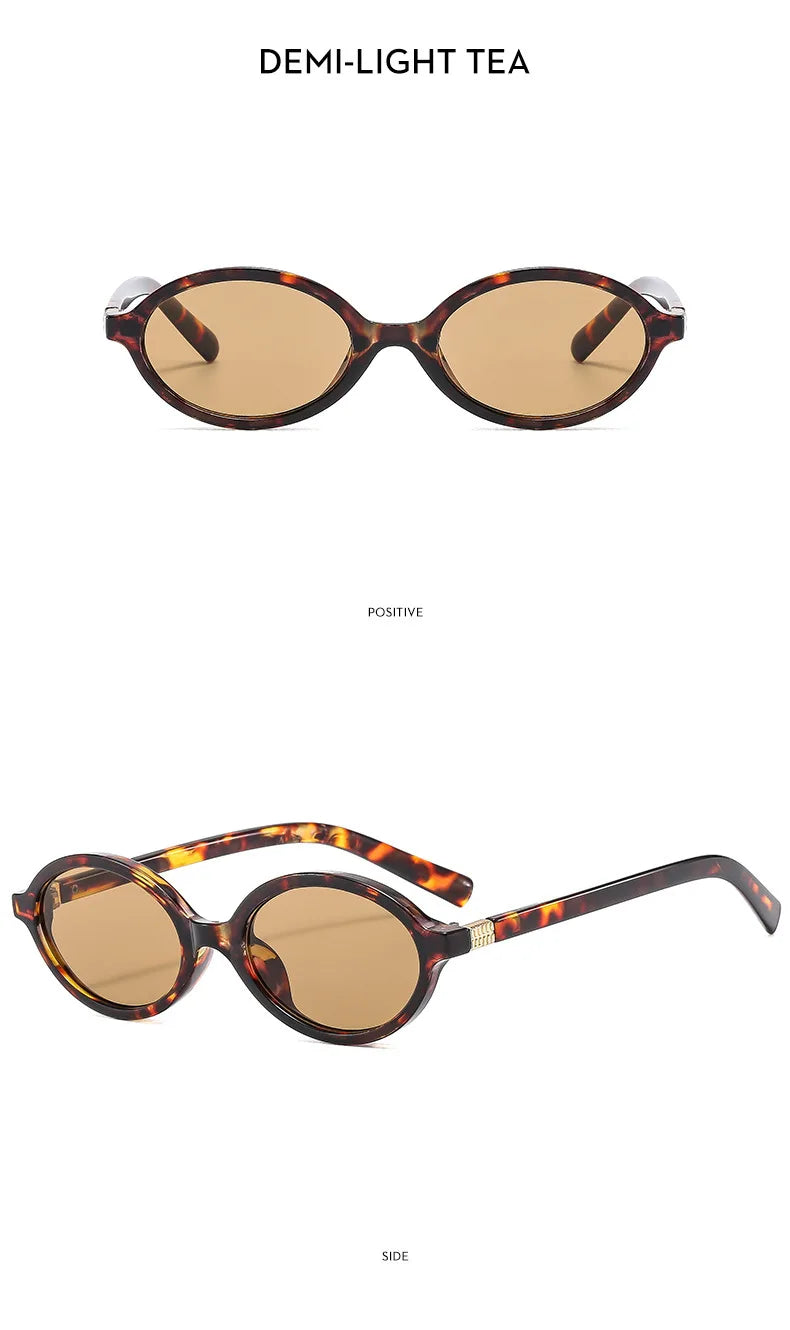 New Oval sunglasses For women Fashion Brand Black Small Frame Sun Glasses Female Retro Clear Lenses Eyewear Lady Trendy UV400