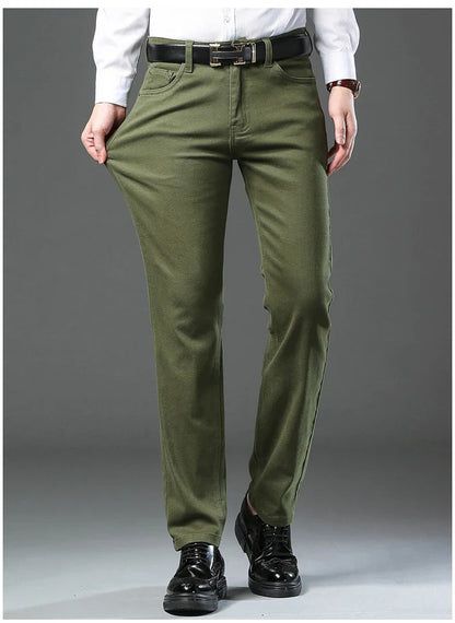 Men's New 92% Cotton Spring Autumn Jeans Stretch Straight Fashion Business Office Trousers Male Casual Plus Size Denim Pants
