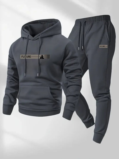 Men's Velvet Thickened Sports Set New York Letter Printed Spring and Autumn Hoodie Set Long Sleeve Casual Comfortable Pocket Hoo