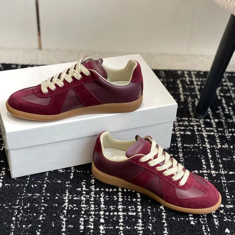 Women's Sneakers 2026 New Genuine Leather Ladies Moral Training Shoes Casual Spring Flat Shoes Women