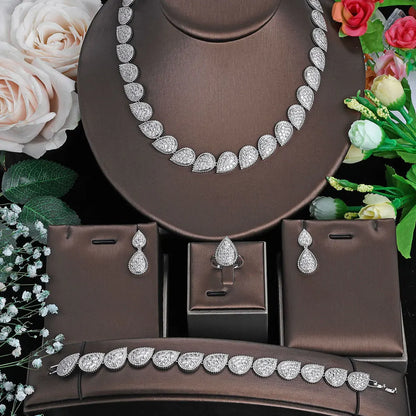 Cubic Zirconia Bridal Wedding Jewelry Set Bridal 4-piece Set Women's Jewelry Set Jewelry Brand Reproduction
