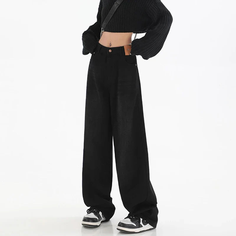 Calça Jeans Baggy Retrô Clássica de Cintura Alta