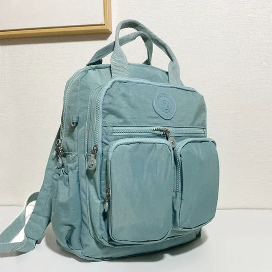 Fashion Woman Backpack Waterproof Nylon Soft Handle Solid Multi-pocket Travel Zipper Feminina School Bags Laptop Backpack