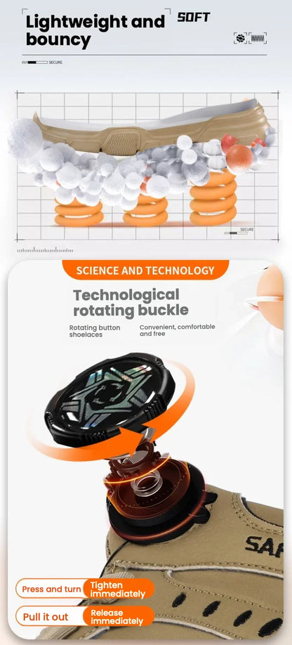 Rotating Button Style Protective Shoes Men Safety shoes Anti-Smash Puncture-Proof Indestructible Work Boots Steel Toe Men Shoes