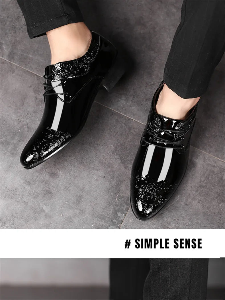 Black Patent Leather Dress Shoes Man Oxfords Shoes Pointed Toe Casual Office Shoes For Men Formal Shoes sapato social masculino