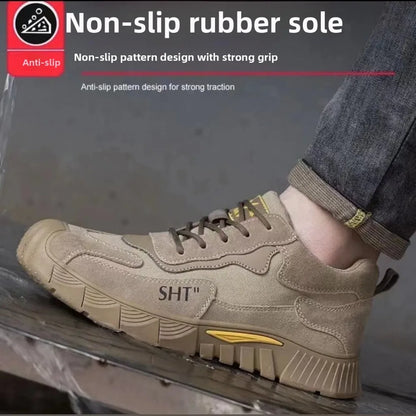 Labor Protection Shoes Steel Toe Breathable Odor Proof Capsprevent Smashing Punctures Welders Resistant  Dirt Light Safety Shoes