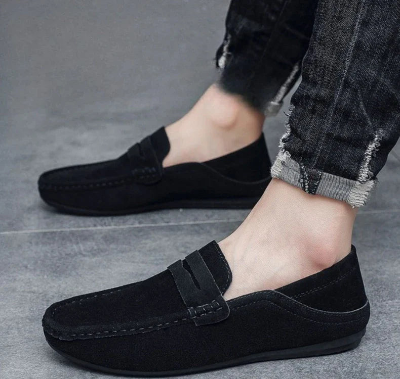 Novos Sapatos Masculinos de Primavera e Outono Estilo Social, Camurça, Sapatilhas Loafer, Couro Fosco Casual para Jovens