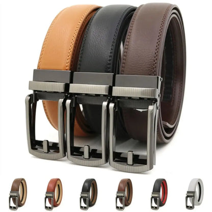 Men's Click Belt Automatic Buckle 110cm 120cm 130cm Comfort Leather Ratchet Dress with Slide Buckle Adjustable Trim