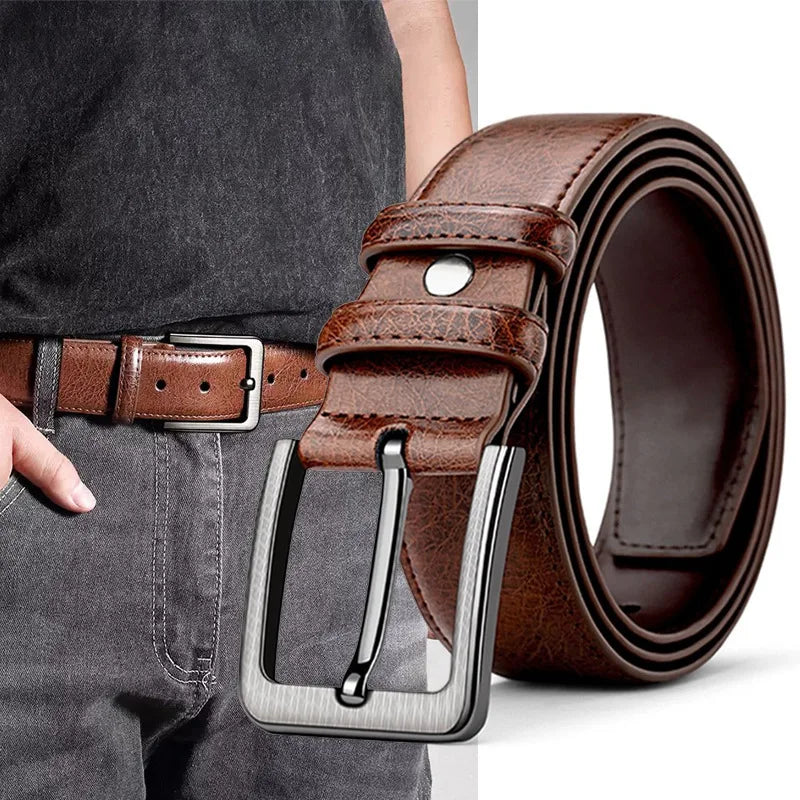 High-quality genuine leather men's belt with buckle, casual and business belt, masculine design, fashion novelty 2