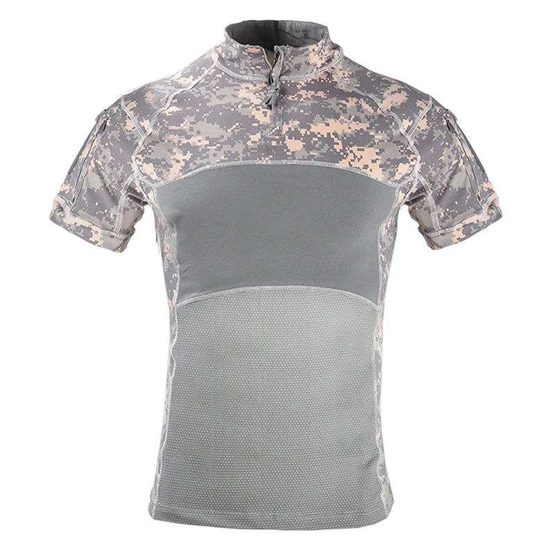 Tactical T-Shirt Combat Shirt for Men Clothing Camouflage Shirts Tops Short Sleeve Summer Hiking Climbing Clothes