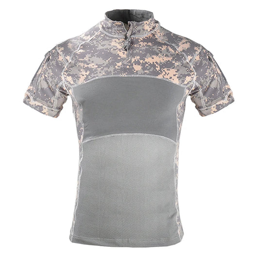 Tactical T-Shirt Combat Shirt for Men Clothing Camouflage Shirts Tops Short Sleeve Summer Hiking Climbing Clothes