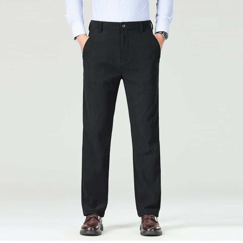 Spring Autumn Men's Slim Fit Corduroy Suit Pants Straight Fashion Smart Casual Pants Men Solid Color Office Full Length Trousers