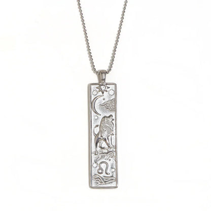 18k Gold Plated Rectangle Shape 12 Constellation Pendant Necklace Stainless Steel Waterproof Fashion Women's Jewelry