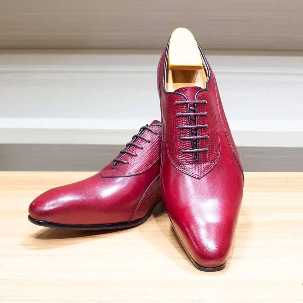 Luxury Genuine Leather Men's Dress Shoes Oxford Handmade Formal Office Business Wedding Classic Lace-Up Footwear