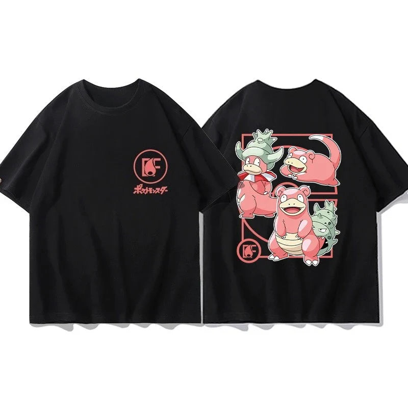 Short Sleeve T-Shirt Gengar Psyduck Mewtwo Printed Men's Boys and Girls Summer New Fashion Top