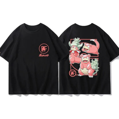 Short Sleeve T-Shirt Gengar Psyduck Mewtwo Printed Men's Boys and Girls Summer New Fashion Top