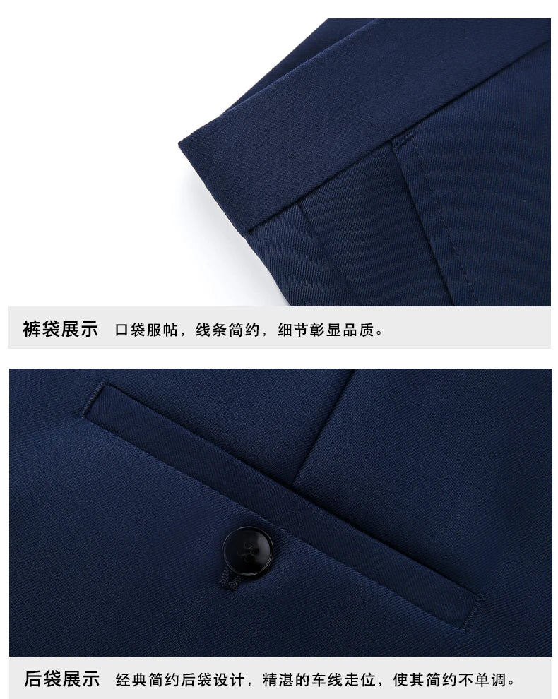 2026 New Suit (Blazer+ Vest + Pants) Men's Gentleman Fashion Slim Work Solid Color Plus Size Fair Dress Wedding Best Man Suit