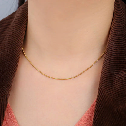 Stainless Steel Gold Color Round Snake Chain Necklace Women Men Long Neck Chains Trendy Punk Jewelry Gift Wholesale
