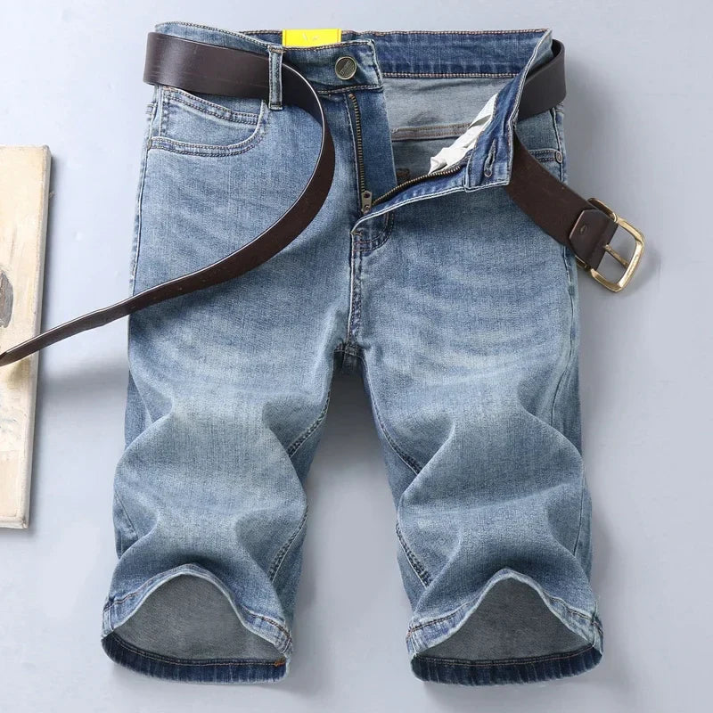 2025 New Summer Brand Stretch Thin Bermuda Masculina Cotton Denim Jeans Men Knee Length Soft Ropa Hombre Shorts