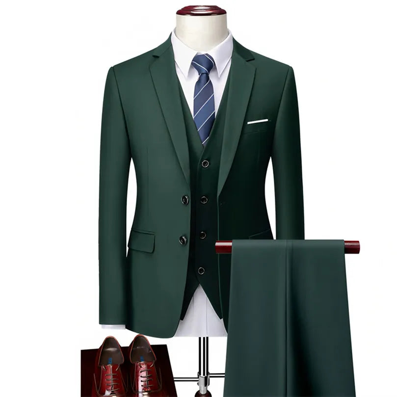 Classic Wedding Tuxedos Casual Solid Suits Slim Fit 3/2 Pieces Groomsmen Suit Male Formal Business Men Clothing