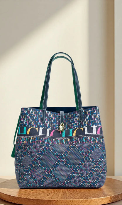 Classic Full Print Pattern Mother And Child Tote Bag For Women 2026 New Light Luxury Large Capacity Commuter Handbag