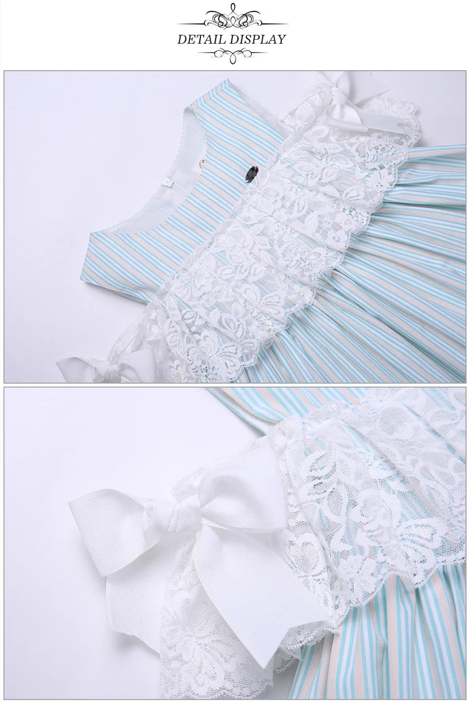 Pettigirl Vestido Casual Infantil Meninas Festa Casamentos Madrinha Princesa Listrado Azul Verão Roupas Infantis 2 a 12 anos