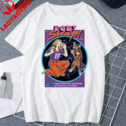 Let's Sacrifice Toby Horror Satanist Graphic Tops Unique Creative Cartoon Streetwear Unisex Scary Short-sleev Tee Ropa Hombre