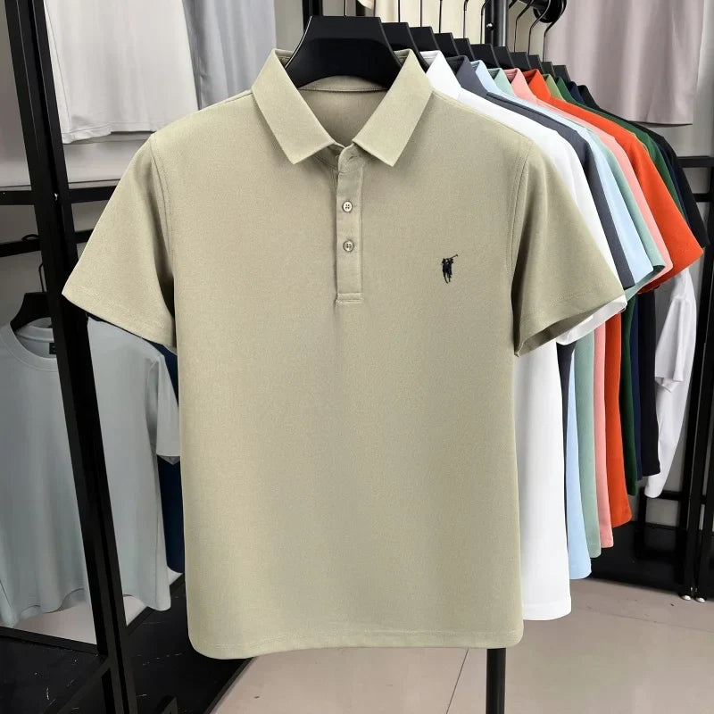 Luxury brand pony embroidery short sleeve polo shirt summer breathable solid color casual men T-shirt fashion high-end Paul top