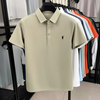 Luxury brand pony embroidery short sleeve polo shirt summer breathable solid color casual men T-shirt fashion high-end Paul top