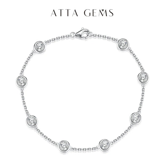 ATTAGEMS Moissanite Bracelet 925 Sterling Silver 4.0mm D Color Diamond Gemstone Bracelets For Women Rhodium Plated Jewelry