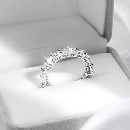 2-5mm Full Moissanite Ring for Women Sparkling Wedding Eternity Bands 100% S925 Sterling Silver Jewelry Classic Ring