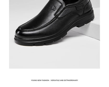 Golden Camel Men's Shoes 2026 New Business Casual Soft Sole Leather Shoes Brand Design Soft Soles Non-slip Velvet Warm Loafers