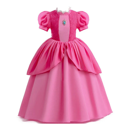 Children New Elsa Costume Little Girls Princess Cosplay Birthday Sequin Maxi Dresses Cinderella Rose Red Performance Ball Gown