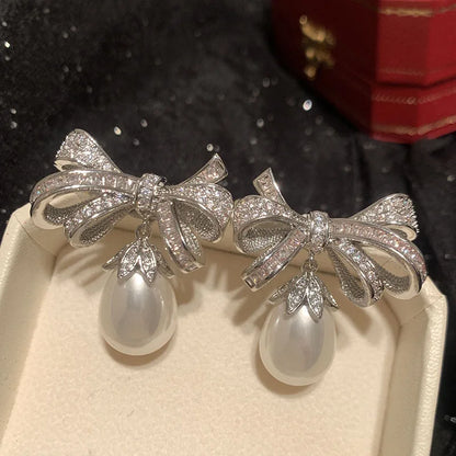 Purple Knot Pearl Earrings For Jewelry Gift