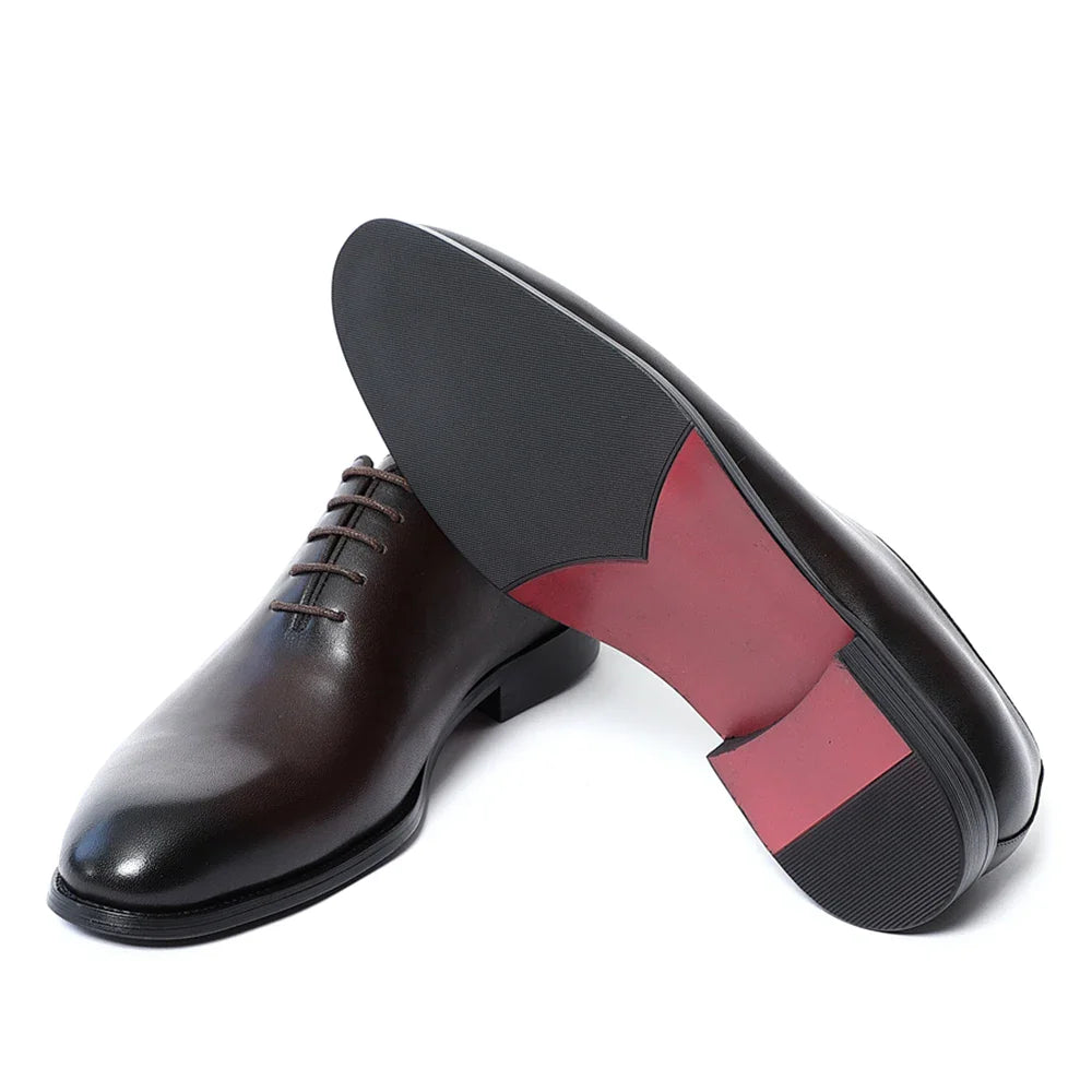 Classic Handmade Mens Dress Shoes Genuine Leather Whole Cut Round Toe Oxford Shoes Business Wedding Formal Suit Shoes Man